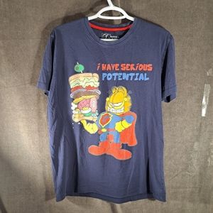 Vintage Status Quo I Have Serious Potential Garfield Superhero Graphic Tee VG L
